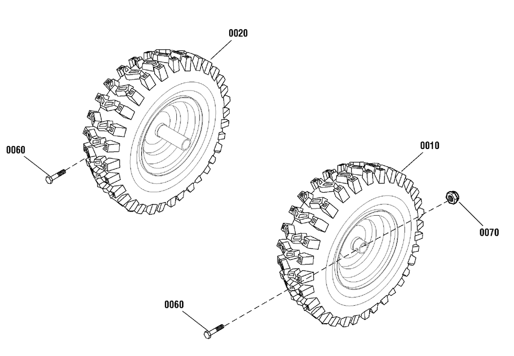 Wheels And Tires Group Diagram and Parts List for 1696037-18-2847-31 2011 Briggs and Stratton Snow Blower